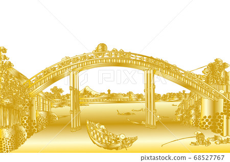 Katsushika Hokusai image Fukagawa Mannen Bridge Shimokin White background 68527767