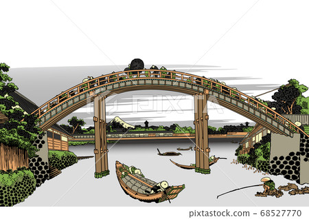 葛飾北齋圖像深川曼能橋2白背2 68527770