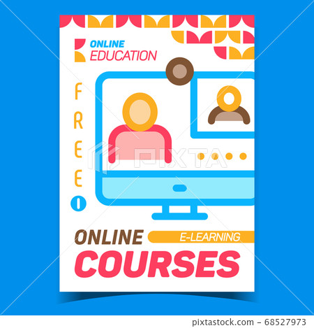 Online Courses E-learning Advertise Poster Vector Online Courses E-learning Advertise Poster Vector 68527973