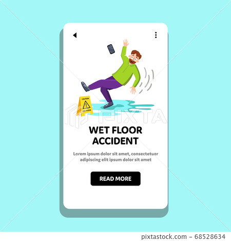 Wet Floor Accident Falling Man In Office Vector 68528634
