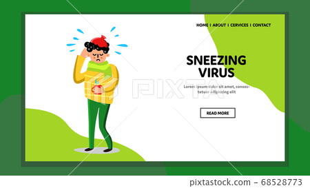 Sneezing Virus Respiratory Disease Man Vector Illustration 68528773