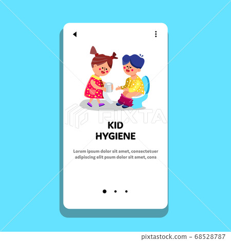 Kid Hygiene Girl Give Toilet Paper Boy Vector Kid Hygiene Girl Give Toilet Paper Boy Vector 68528787