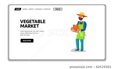 Vegetable Market Worker Holding Carton Box Vector 68529365