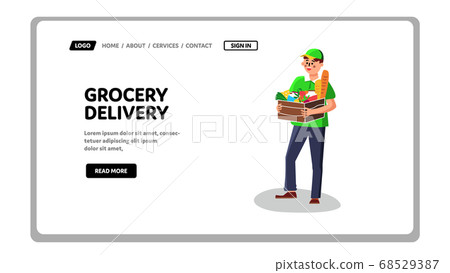 Grocery Delivery Service Food Online Order Vector Grocery Delivery Service Food Online Order Vector 68529387