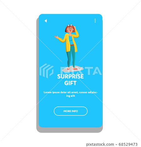 Surprise Gift Happy Shocked Emotion Woman Vector Surprise Gift Happy Shocked Emotion Woman Vector 68529473