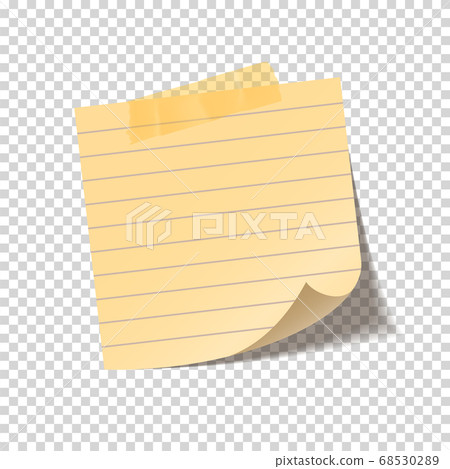 Realistic sticky note sheet. Blank lined paper. Vector illustration. 68530289