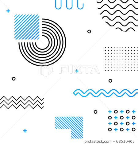 Geometric shape in vintage style. Bright color. Black abstract geometric background. Vector stock illustration. 68530403