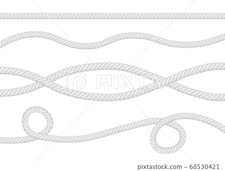 Set of different thickness ropes isolated on white. Vector illustration. Set of different thickness ropes isolated on white. Vector illustration. 68530421