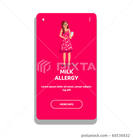 Girl With Milk Allergy And Stomach Ache Vector Girl With Milk Allergy And Stomach Ache Vector 68530832