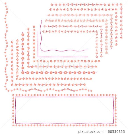 Slightly distorted floral frame material collection, 68530833