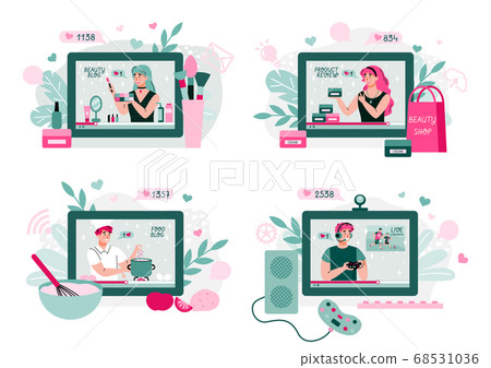 Video blogger concept set - makeup guru, product review, etc. Video blogger concept set - makeup guru, product review, etc. 68531036