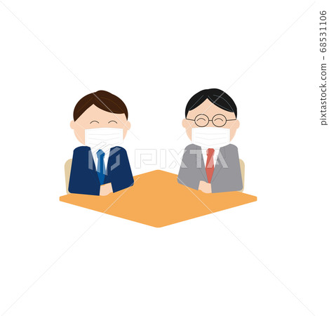 戴著面具和麵對面交談的商人(微笑) 戴著面具和麵對面交談的商人(微笑) 68531106