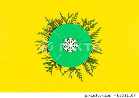 Christmas banner with coniferous tree branches and snowflake. Christmas banner with coniferous tree branches and snowflake. 68531107