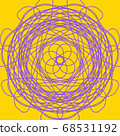 Purple abstract shape on yellow background. Computer generated geometric illustration. 68531192