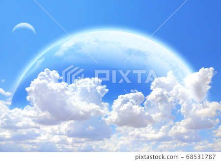 Fantastic sky with white clouds and three planets 68531787