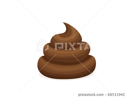 Brown poop vector illustration. Pile of dog poo in flat cartoon style isolated on white background. Funny excrement art 68531942
