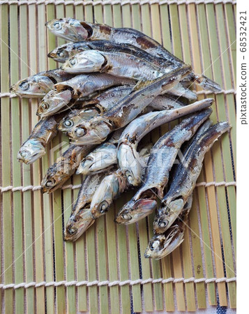 Dried anchovies background, food ingredient Dried anchovies background, food ingredient 68532421