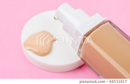 Liquid fluid foundation glass bottle on makeup Liquid fluid foundation glass bottle on makeup 68532817