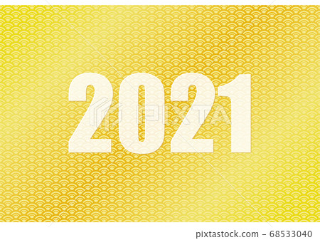 日式金色背面印有2021年的新年賀卡或明信片的設計 日式金色背面印有2021年的新年賀卡或明信片的設計 68533040