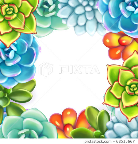 Floral Border. Succulents arranged un a shape of frame Floral Border. Succulents arranged un a shape of frame 68533667