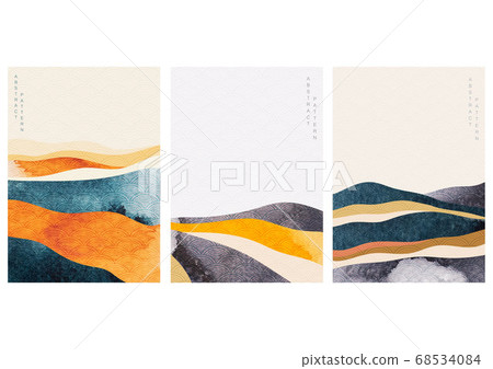 Abstract landscape background with Japanese wave 68534084