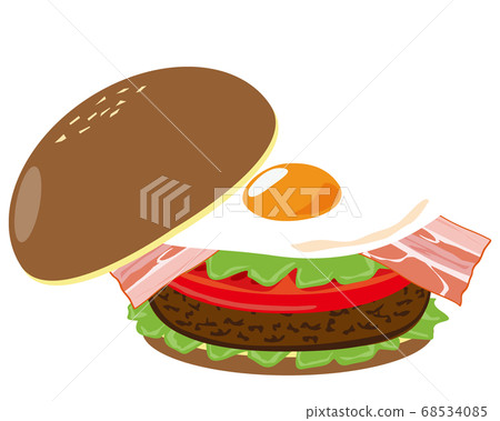 Vector illustration of fried egg and beef burger 68534085