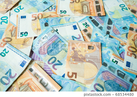 Euro money bill vaious value background 68534480