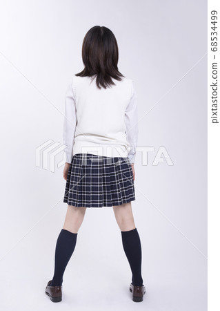 女高中學生的後視圖 女高中學生的後視圖 68534499