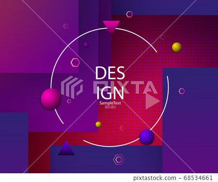 Abstract textured red design, squares with a blue and purple hue, round frame, different geometric shapes Abstract textured red design, squares with a blue and purple hue, round frame, different geometric shapes 68534661