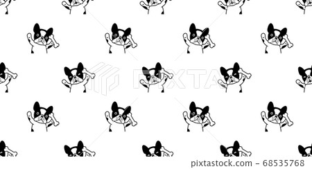 dog seamless pattern french bulldog vector bone pet puppy happy animal scarf isolated repeat wallpaper tile background doodle cartoon illustration design 68535768
