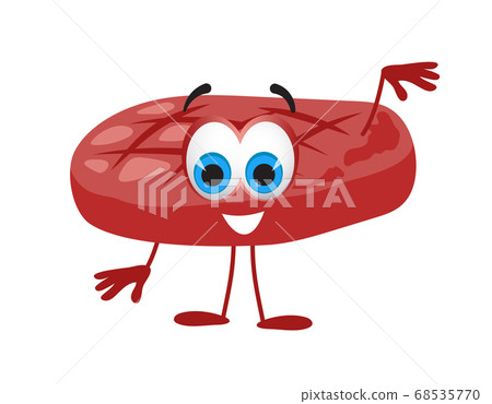 Funny roast cutlet on white background, funny 68535770