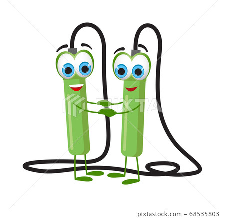 Funny jump rope on white background, fitness 68535803
