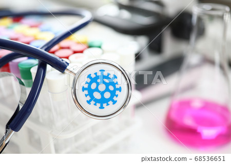 Tubes are in laboratory, they stethoscope on them 68536651