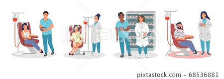 Blood donation set, vector flat isolated illustration 68536881
