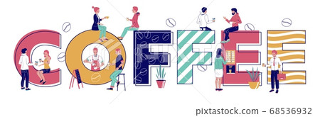 Coffee typography banner template, vector flat illustration Coffee typography banner template, vector flat illustration 68536932