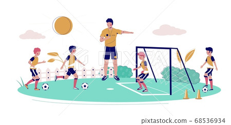 Kids soccer school vector flat style design illustration Kids soccer school vector flat style design illustration 68536934