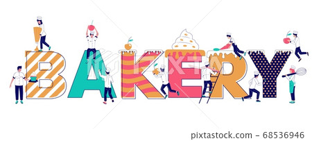 Bakery typography banner template, vector flat illustration Bakery typography banner template, vector flat illustration 68536946