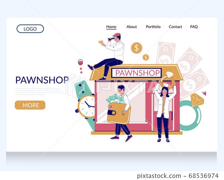 Pawn shop vector website landing page template 68536974
