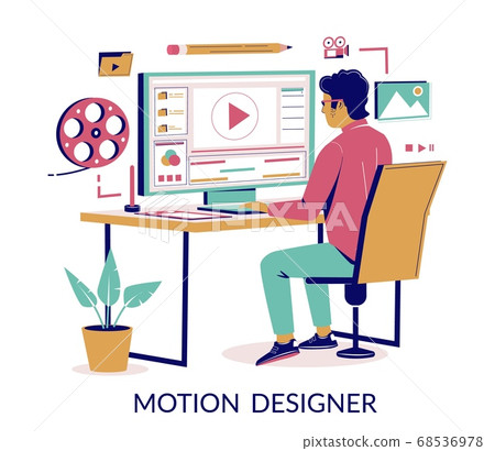 Motion designer vector concept for web banner, website page Motion designer vector concept for web banner, website page 68536978