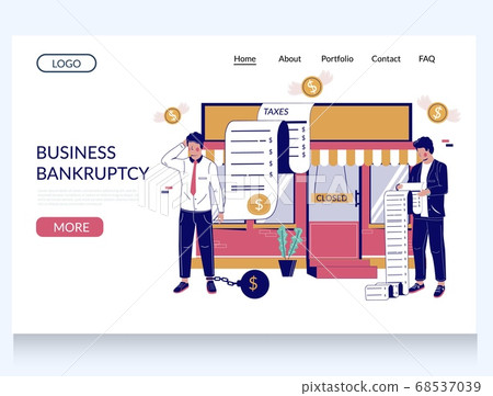 Business bankruptcy vector website landing page template Business bankruptcy vector website landing page template 68537039