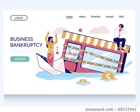 Business bankruptcy vector website landing page template Business bankruptcy vector website landing page template 68537041