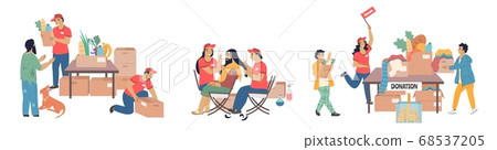 Homeless donation set, vector flat isolated illustration Homeless donation set, vector flat isolated illustration 68537205