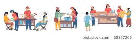 Homeless donation set, vector flat isolated illustration Homeless donation set, vector flat isolated illustration 68537206