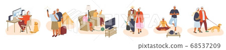 Older people leisure activities set, vector flat illustration Older people leisure activities set, vector flat illustration 68537209