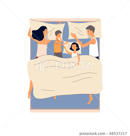 Family with children sleeping together flat... - Stock Illustration  [68537217] - PIXTA