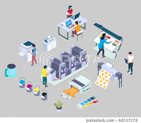 Printing services, vector flat 3d isometric illustration 68537278