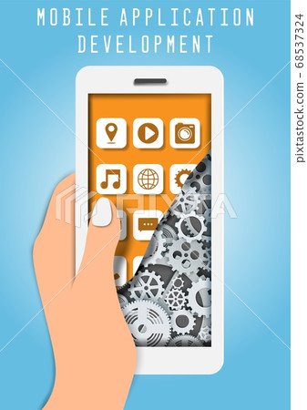 Mobile App Development Services Concept Vector Stock Illustration 68537324 Pixta