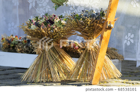 Easter decoration for sale at farmers street food market at Naplavka in Prague, Czech Republic Easter decoration for sale at farmers street food market at Naplavka in Prague, Czech Republic 68538101
