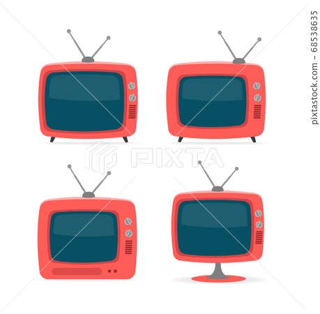 Cartoon Red Retro Tv Icon Set. Vector Cartoon Red Retro Tv Icon Set. Vector 68538635