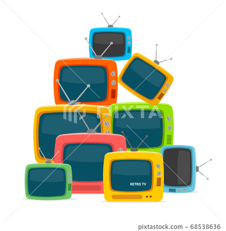 Cartoon Color Different Types Retro Tv Pile. Vector Cartoon Color Different Types Retro Tv Pile. Vector 68538636